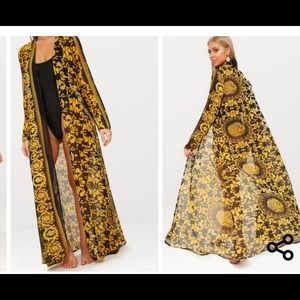 Black Chain Print Beach Kimono